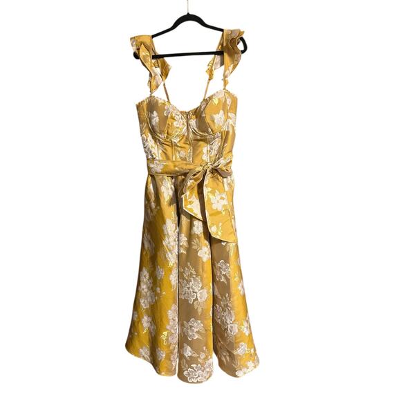V. Chapman Gold Floral Midi Dress - Picture 7 of 16